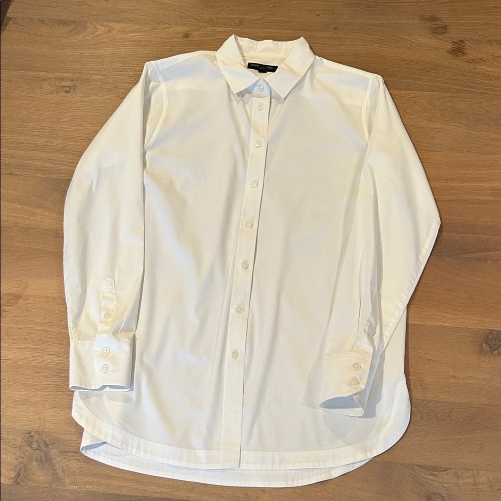 BANANA REPUBLIC ~ White Stretch Button Up Parker Shirt M